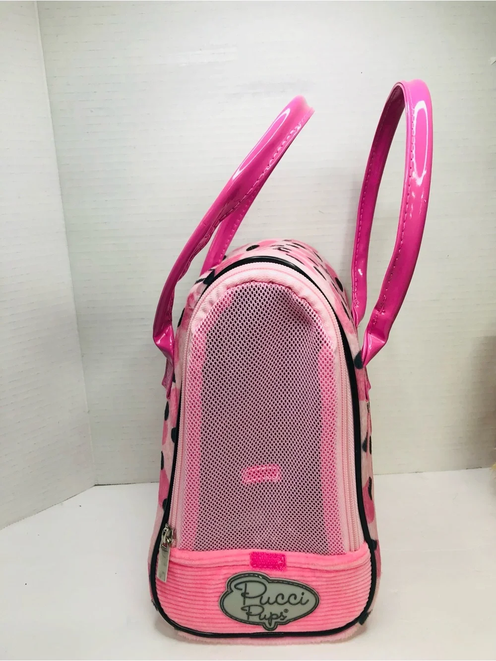 Emilio Pucci Pink Polka Dot Pet Carrier with Glossy Handles